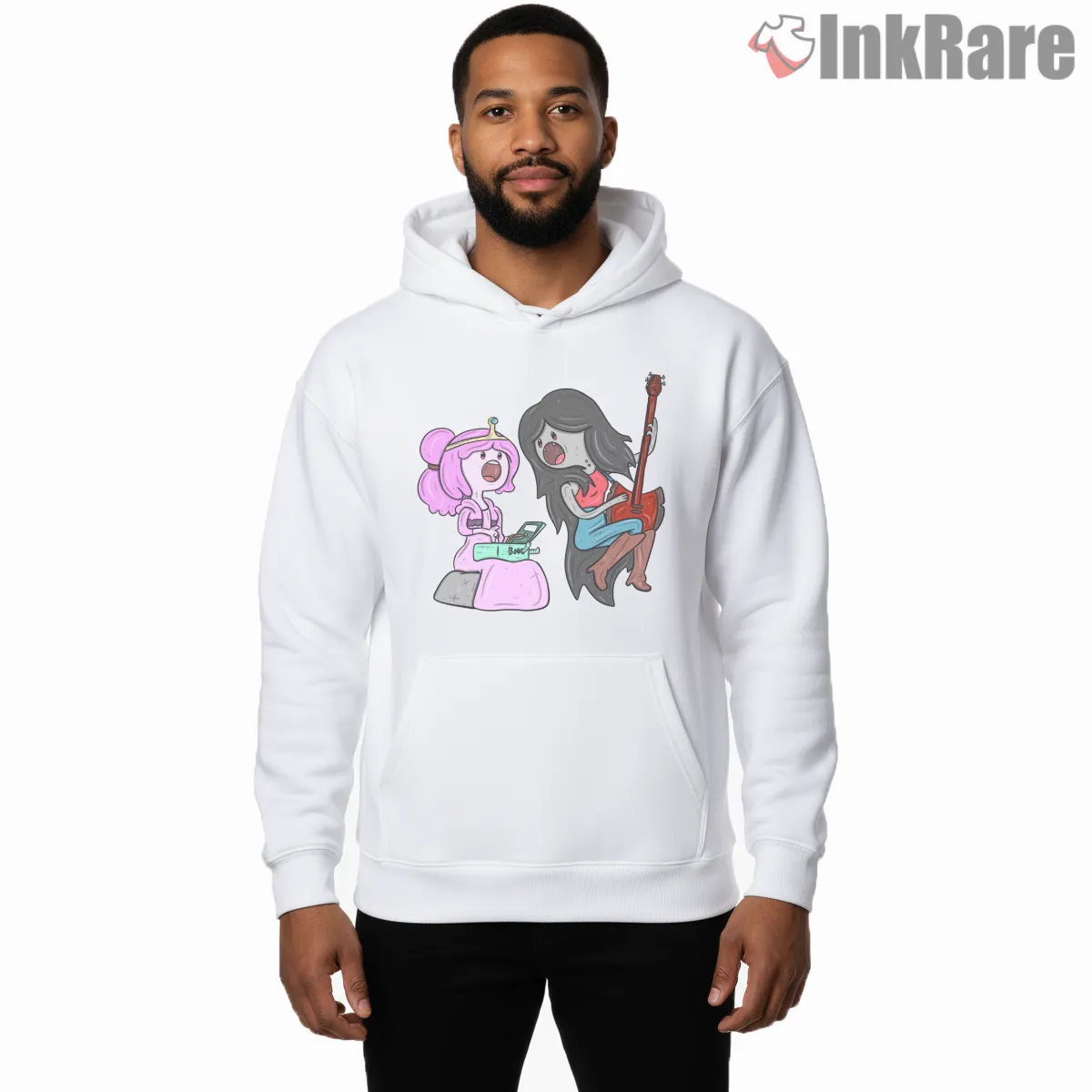 Princess Bubblegum Marceline Singing Duo Cartoon Hoodie White Princess Bubblegum Marceline Singing Duo Cartoon Shirt on white hoodie for men graphic tee