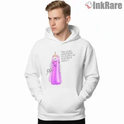 Princess Bubblegum Positive Message Minimal Cartoon Shirt on white hoodie for men graphic tee