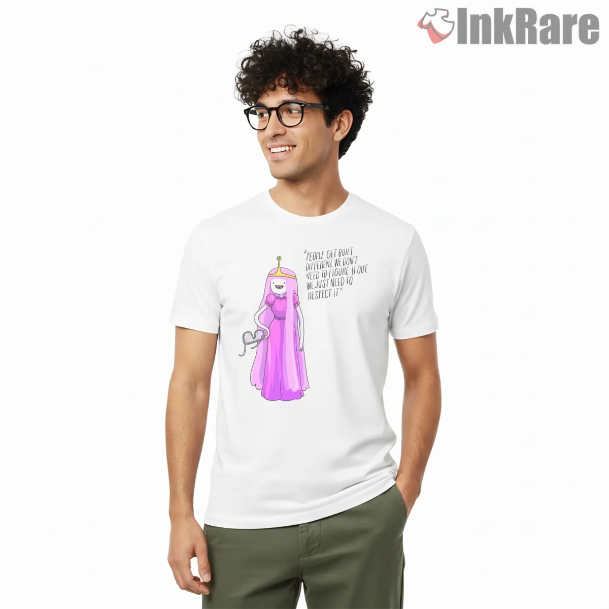 Princess Bubblegum Positive Message Minimal Cartoon Short Sleeve White Princess Bubblegum Positive Message Minimal Cartoon Shirt on white short sleeve shirt for men graphic tee