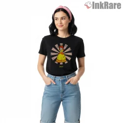 Princess Daisy Retro Japanese Rising Sun Art Shirt on black short sleeve shirt for women graphic tee