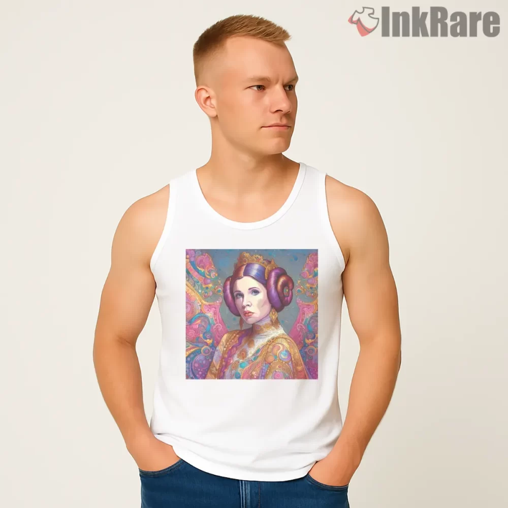 Princess Leia Psychedelic Royal Portrait Shirt on white tank top for men graphic tee
