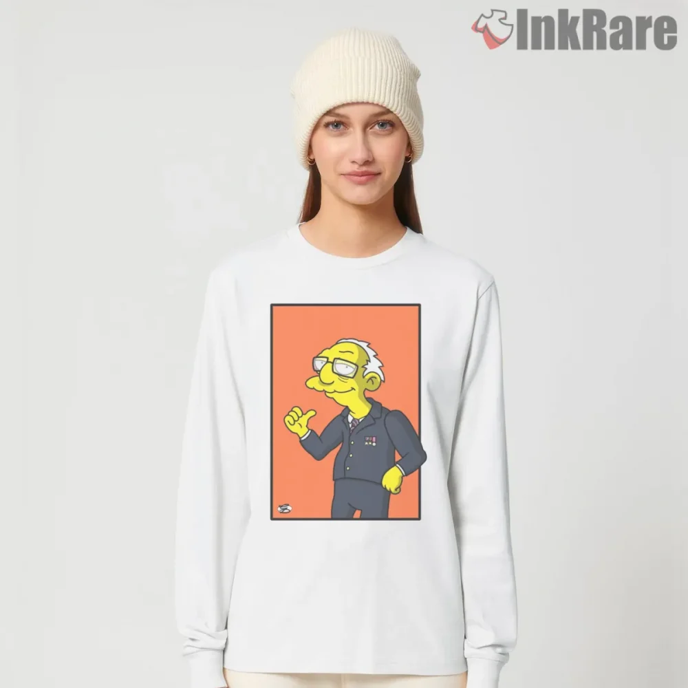 Principal Skinner Captain Tom Military Tribute Cartoon Shirt on white long sleeve shirt for women graphic tee