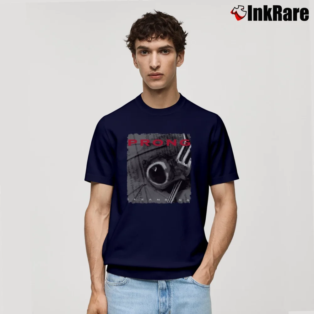 Men’s Prong Cleansing Album Poster Band Classic T-Shirt in navy | Soft, Breathable Everyday Wear