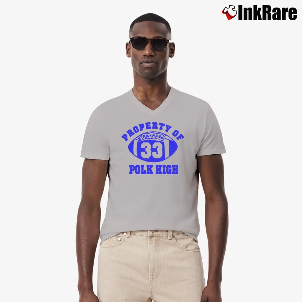 Men’s Property Of Polk High Al Bundy V-Neck Tee in sport grey | Sharp, Breathable, Everyday Staple