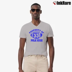 Men’s Property Of Polk High Al Bundy V-Neck Tee in sport grey | Sharp, Breathable, Everyday Staple