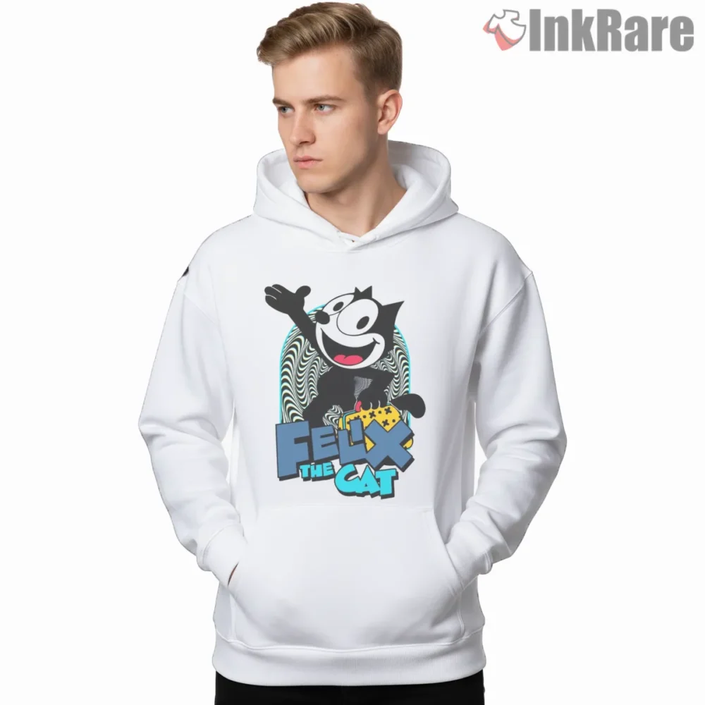 Psychedelic Portal Felix Neon Waves Shirt on white hoodie for men graphic tee