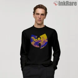 Psychedelic Wave Wu Tang Logo Shirt on black long sleeve shirt for men graphic tee