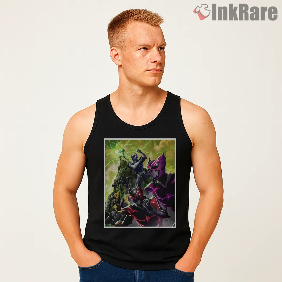 Psycho Rangers Chaos Battle Team Tank Top Black Psycho Rangers Chaos Battle Team Shirt on black tank top for men graphic tee