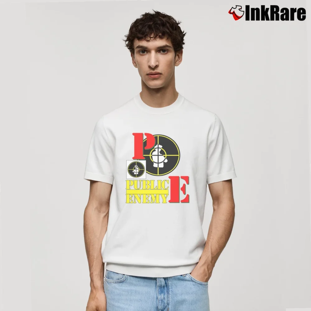 Men’s Public Enemy 90s Double Target Classic T-Shirt in white | Soft, Breathable Everyday Wear
