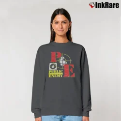 Women’s Public Enemy Double Target 90s Relaxed Sweatshirt in charcoal | Soft, Laid-Back Vibe