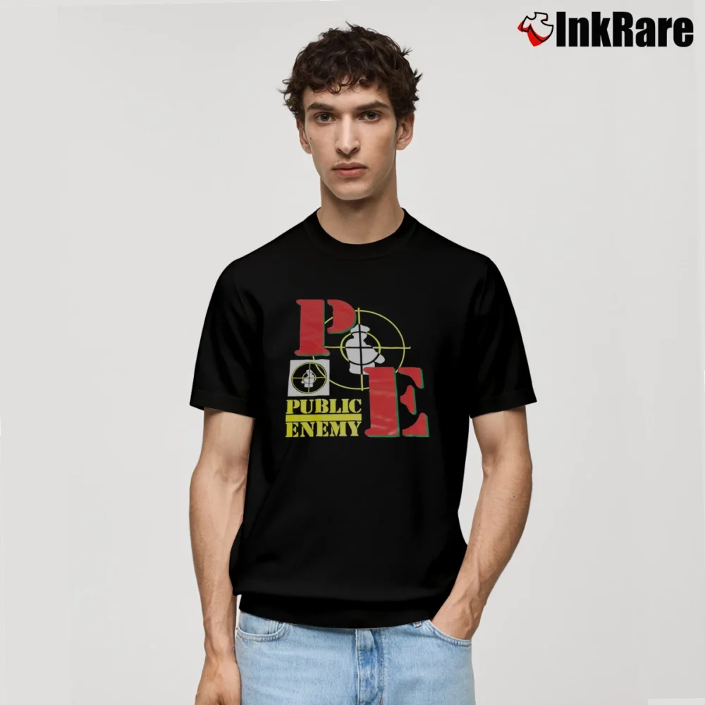 Men’s Public Enemy Double Target 90s Classic T-Shirt in black | Soft, Breathable Everyday Wear