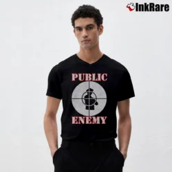 Men’s Public Enemy Fight The Power V-Neck Tee in black | Sharp, Breathable, Everyday Staple