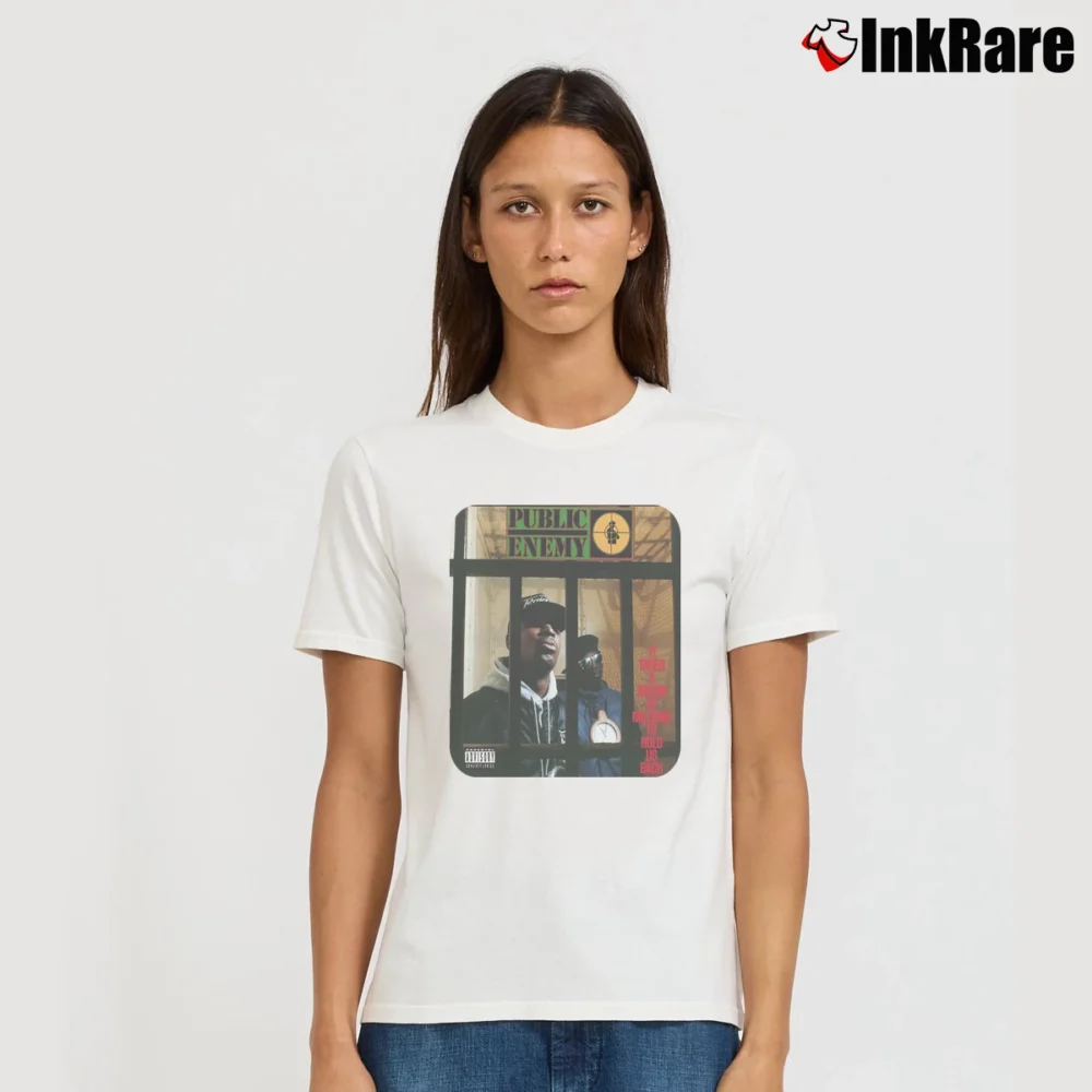 Women’s Public Enemy It Takes A Nation Of Millions To Hold Us Back Signature T-Shirt in white | Soft, Flattering Fit