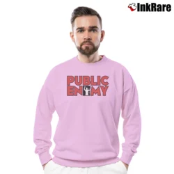 Men’s public enemy logo classic hip hop group Crewneck Sweatshirt in light pink | Cozy Fabric, Clean Style