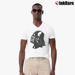 Men’s Pug Vader Funny Star Wars Dog Darth Vader V-Neck Tee in white | Sharp, Breathable, Everyday Staple