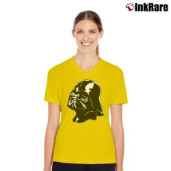 Women’s Pug Vader Funny Star Wars Dog Darth Vader V-Neck Tee in yellow | Chic Neckline, Soft Texture