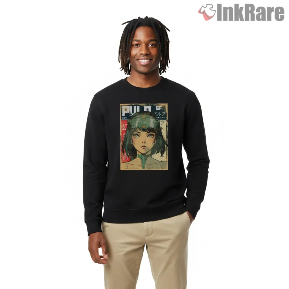 Pulp Cover Girl Manga Tribute Shirt on graphic shirt for men graphic tee