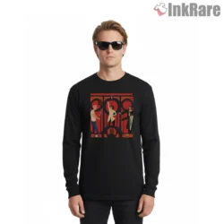 Pulp Fiction Art Deco Dance Panel Shirt on black long sleeve shirt for men graphic tee