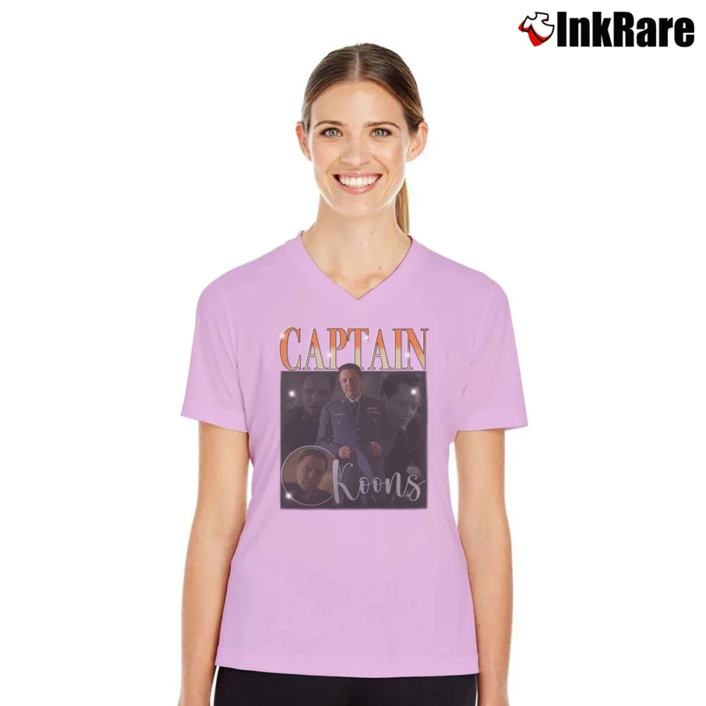 Women’s Pulp Fiction Captain Koons Christopher Walken V-Neck Tee in light pink | Chic Neckline, Soft Texture