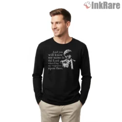 Pulp Fiction Ezekiel Vengeance Quote Shirt on black long sleeve shirt for men graphic tee