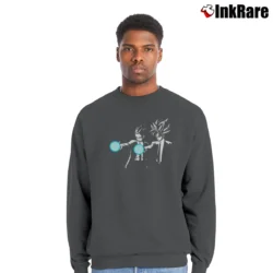 Men’s Pulp Fiction Gohan Goku Dragon Ball Crossover Crewneck Sweatshirt in charcoal | Cozy Fabric, Clean Style