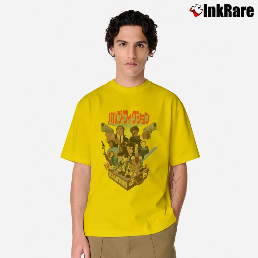 Men’s Pulp Fiction Japanese Classic T-Shirt in yellow | Soft, Breathable Everyday Wear