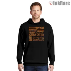 Pulp Fiction Mixed Quotes Ezekiel Tribute Shirt on black hoodie for men graphic tee