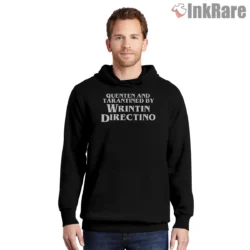 Pulp Fiction Quenten Tarantined Typo Joke Shirt on black hoodie for men graphic tee