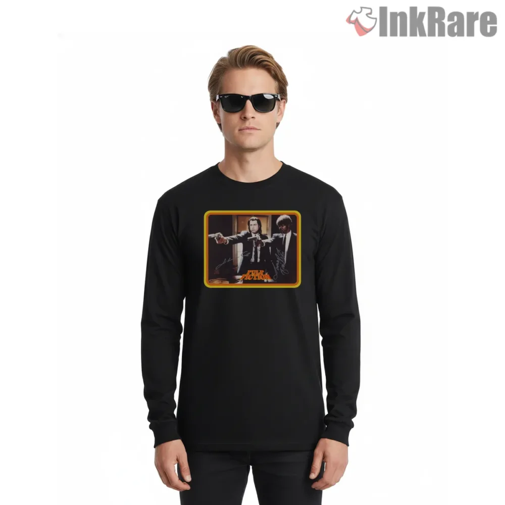 Pulp Fiction Signed Hitmen Photo Shirt on black long sleeve shirt for men graphic tee