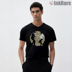 Pulp Fiction Twist Dance Circle Shirt on black v-neck shirt for men graphic tee
