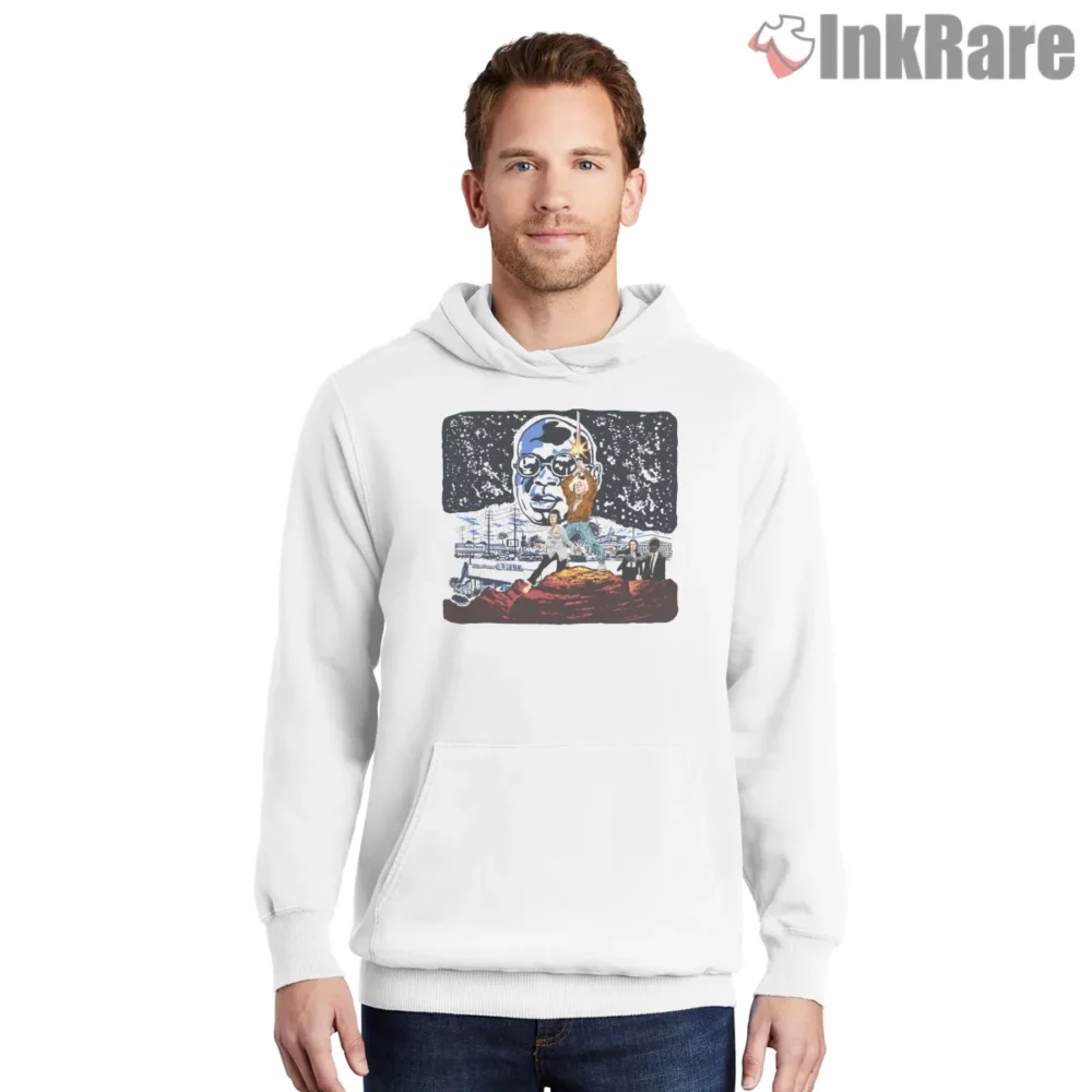 Pulp Wars Cosmic Mashup Shirt on white hoodie for men graphic tee