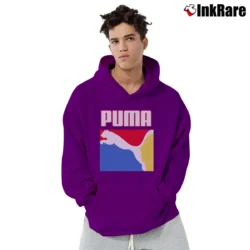 Men’s Puma Graphic Box Logo Pullover Hoodie in purple | Cozy, Durable, Modern Fit