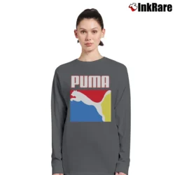 Women’s Puma Graphic Box Logo Long-Sleeve Top in charcoal | Sleek, Versatile, All-Season