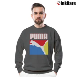 Men’s Puma Graphic Box Logo Crewneck Sweatshirt in charcoal | Cozy Fabric, Clean Style