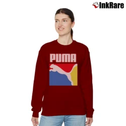 Women’s Puma Graphic Box Logo Relaxed Sweatshirt in maroon | Soft, Laid-Back Vibe