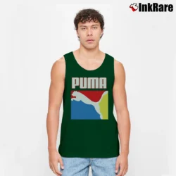 Men’s Puma Graphic Box Logo Tank Top in forest green | Breathable, Active-Friendly Design