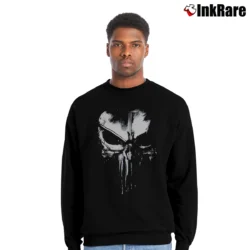 Men’s Punisher Dirty Skull Marvel Comic Crewneck Sweatshirt in black | Cozy Fabric, Clean Style