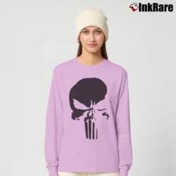 Women’s Punisher Savage Black Logo Marvel Comic Long-Sleeve Top in light pink | Sleek, Versatile, All-Season