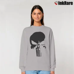 Women’s Punisher Savage Black Logo Marvel Comic Relaxed Sweatshirt in sport grey | Soft, Laid-Back Vibe
