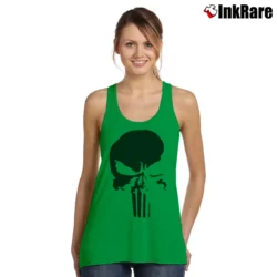 Women’s Punisher Savage Black Logo Marvel Comic Tank Top in irish green | Lightweight, Movement-Friendly