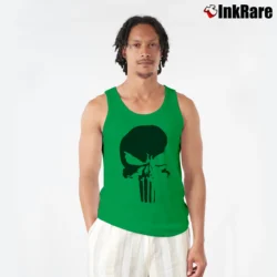 Men’s Punisher Savage Black Logo Marvel Comic Tank Top in irish green | Breathable, Active-Friendly Design
