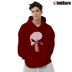 Men’s Punisher Savage White Logo Marvel Daredevil Pullover Hoodie in maroon | Cozy, Durable, Modern Fit