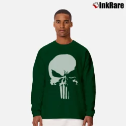 Men’s Punisher Savage White Logo Marvel Daredevil Long-Sleeve Shirt in forest green | Sleek, Lightweight, Year-Round Wear