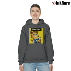 Women’s Purrrsist Cat Purrsist Motivational Cozy Hoodie in charcoal | Warm, Structured, Stylish