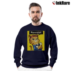 Men’s Purrrsist Cat Purrsist Motivational Crewneck Sweatshirt in navy | Cozy Fabric, Clean Style