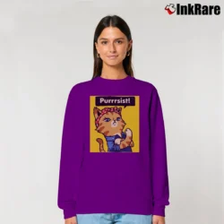 Women’s Purrrsist Cat Purrsist Motivational Relaxed Sweatshirt in purple | Soft, Laid-Back Vibe