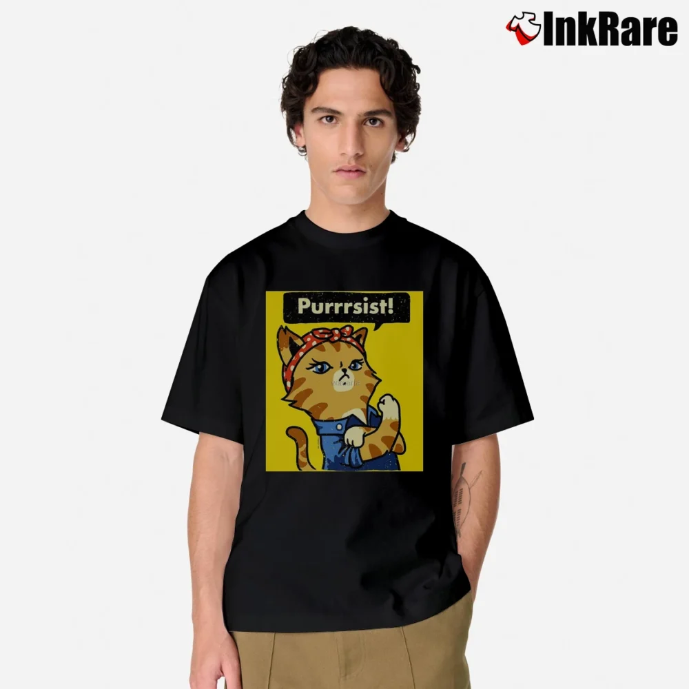 Men’s Purrrsist Cat Purrsist Motivational Classic T-Shirt in black | Soft, Breathable Everyday Wear