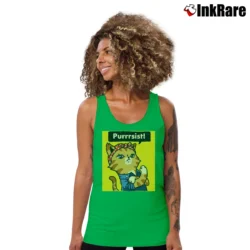 Women’s Purrrsist Cat Purrsist Motivational Tank Top in irish green | Lightweight, Movement-Friendly