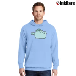Men’s Pusheen Dino Cat Pullover Hoodie in light blue | Cozy, Durable, Modern Fit