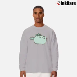 Men’s Pusheen Dino Cat Long-Sleeve Shirt in sport grey | Sleek, Lightweight, Year-Round Wear
